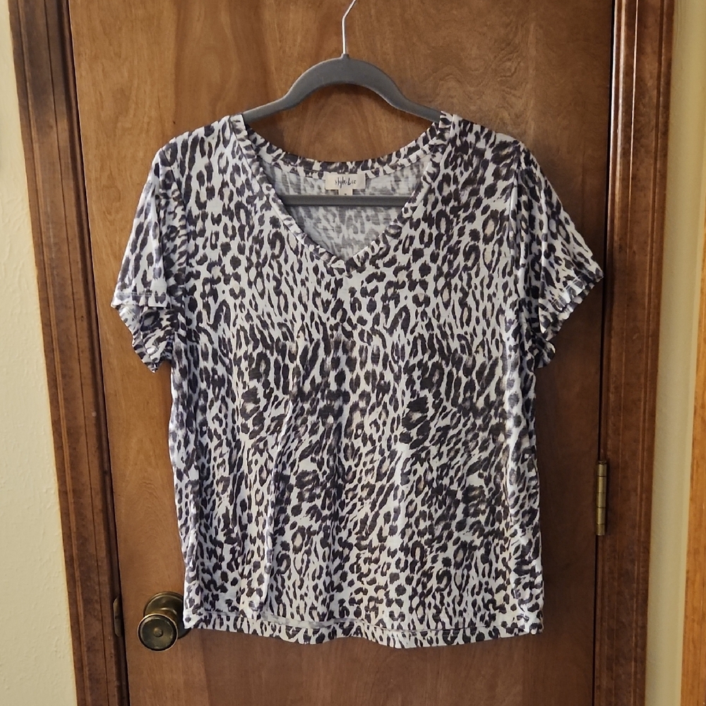 Leopard Print V-Neck Women's Top